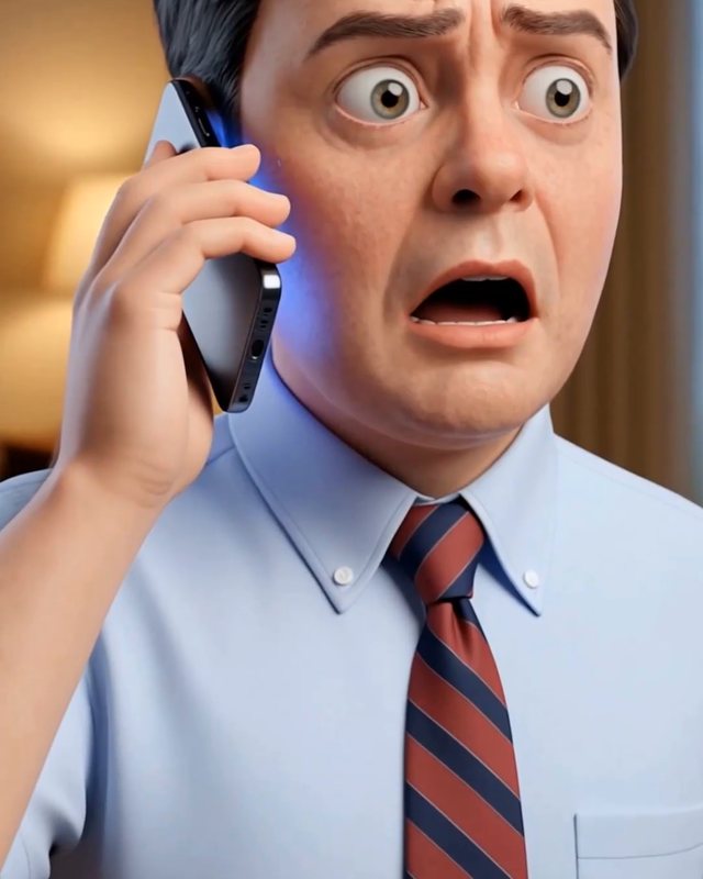 3D animated lead character on the phone
